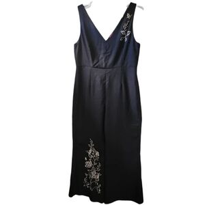 V Cristina Elegant Black Embroidered Jumpsuit Size 14